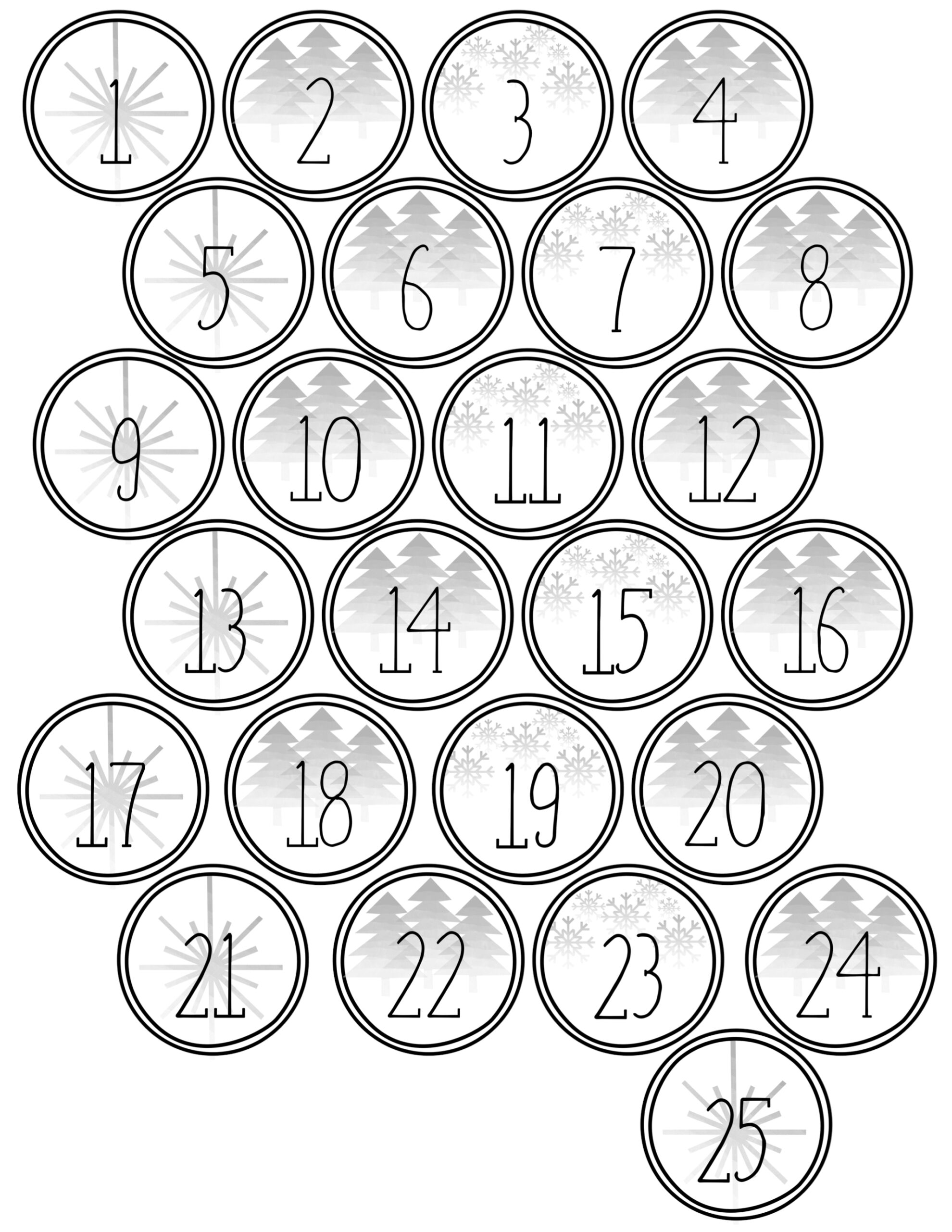 christmas advent calendar printable numbers - paper trail design